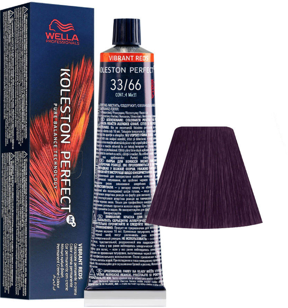 Стійка фарба для волосся Wella Koleston Perfect Me + Vibrant Reds 33 - 66 Intense Dark Brown Violet 60 мл (8005610655147) - зображення 1