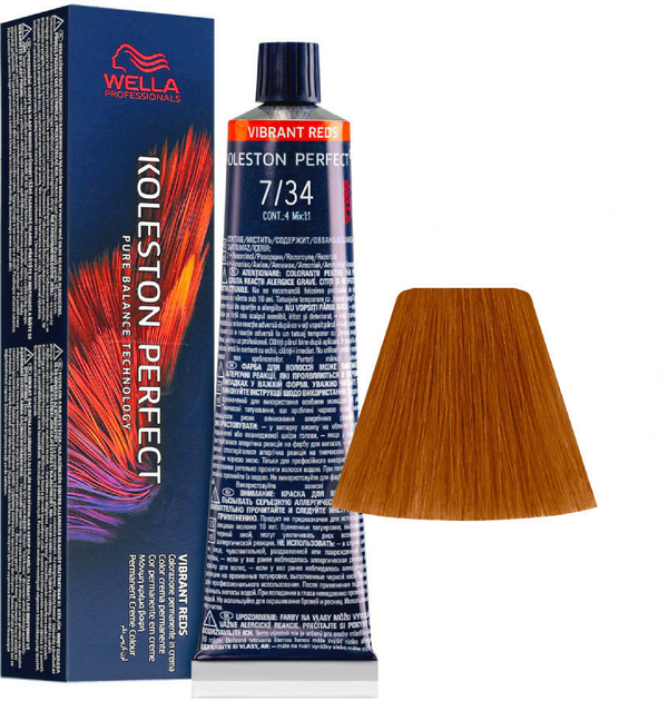 Trwała farba do włosów Wella Koleston Perfect Me + Vibrant Reds 7 - 34 Medium Blonde Golden Red 60 ml (8005610648545) - obraz 1