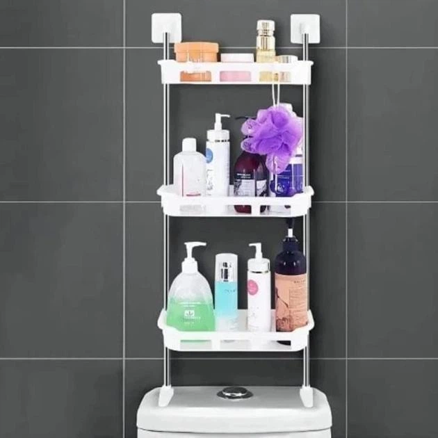 Полиця стелаж у ванну 3 яруси настінна Portable Toilet And Bathroom Storage Rack - зображення 3