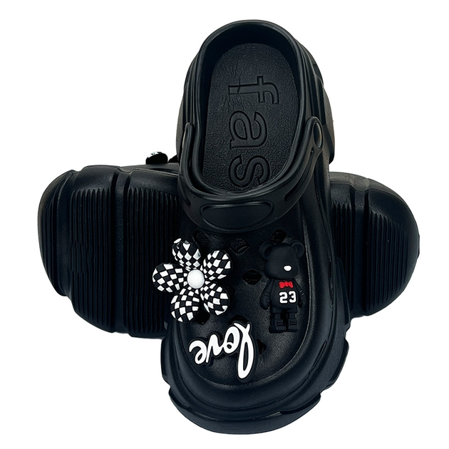 Кроксы женские сабо 18996-2 с джибитсами черные размер 37 (23,5 см ...