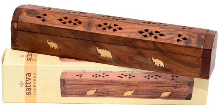 Pudełko na kadzidło Sattva Ayurveda Incence drewniane z motywem słonia (5903794186156) - obraz 1