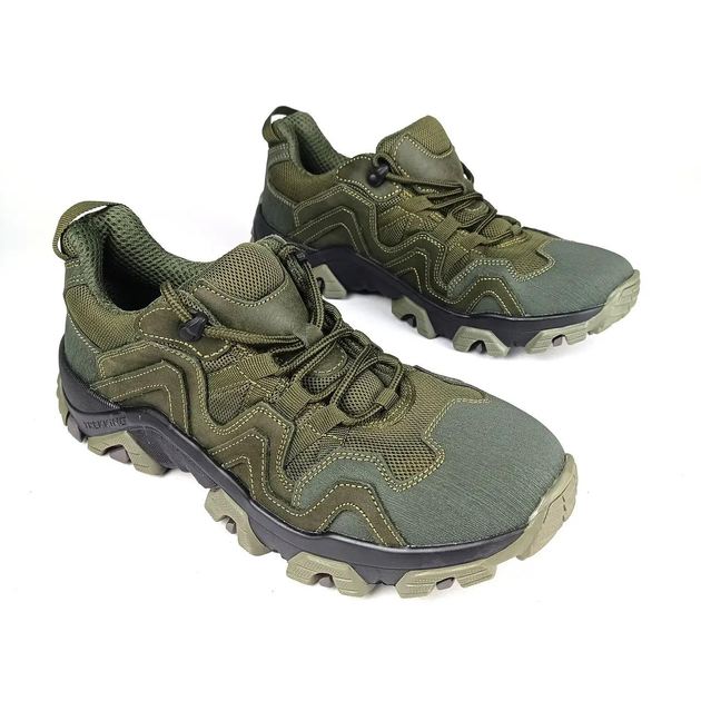Тактичні шкіряні кросівки Oksy Tactical літні з сіткою трекінгові Olive розмір 41 - зображення 1