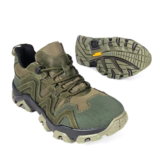Тактичні шкіряні кросівки Oksy Tactical демісезонні трекінгові Olive розмір 40 - зображення 1