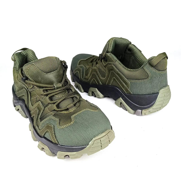 Тактические кожаные кроссовки Oksy Tactical летние с сеткой треккинговые Olive размер 46 - изображение 2