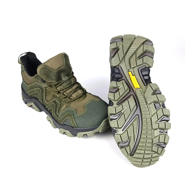 Тактичні шкіряні кросівки Oksy Tactical демісезонні трекінгові Olive розмір 41 - зображення 2