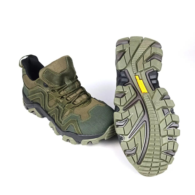 Тактичні шкіряні кросівки Oksy Tactical демісезонні трекінгові Olive розмір 45 - зображення 2