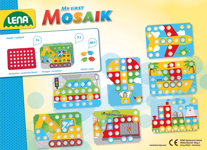 Мозаїка Lena My first mosaic Vehicles 36 деталей (4006942847303) - зображення 5