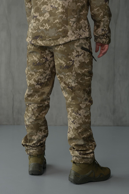 Чоловічі тактичні штани на флісі SoftShell колір піксель водонепроникні XL - зображення 2