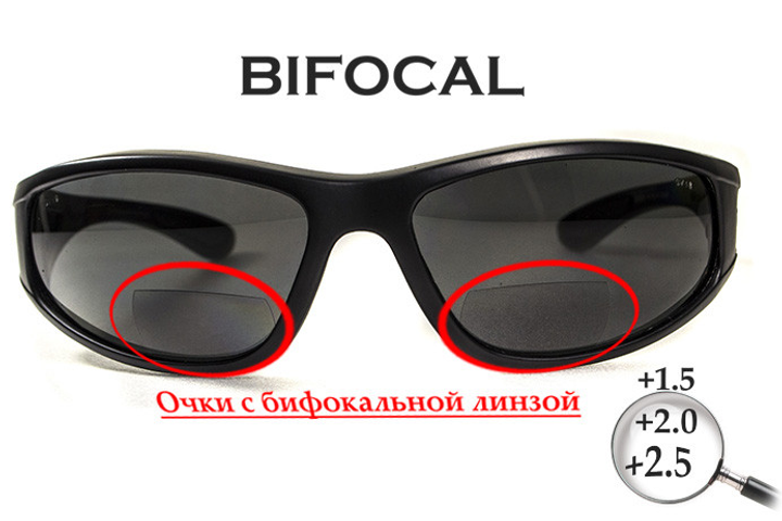 Бифокальные поляризационные защитные очки 3в1 BluWater Winkelman-2 (+2.5) Polarize (gray) серые - изображение 2