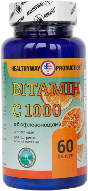 Вітамін С Healthyway Production 1000 мг з біофлавоноїдами 60 капсул (616659001710) - зображення 1