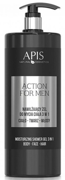 Гель Apis Action For Men для тіла, обличчя і волосся 3 в 1 зволожуючий 1000 мл (5901810004811) - зображення 1