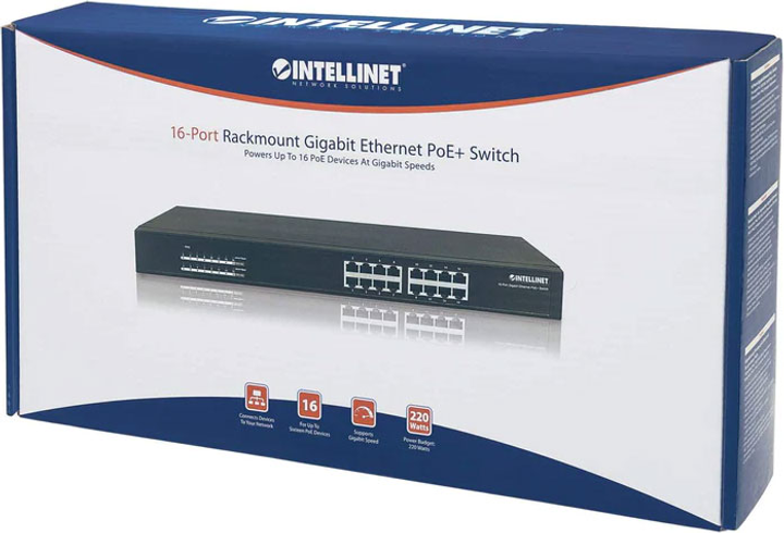 Przełącznik Intellinet 560993 16 x 10/100/1000 PoE+ (766623560993) - obraz 5