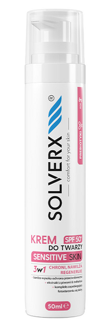 Krem do twarzy Solverx Sensitive Skin for Women z SPF 50 + skóra wrażliwa i naczynkowa 50 ml (5907479384196) - obraz 1
