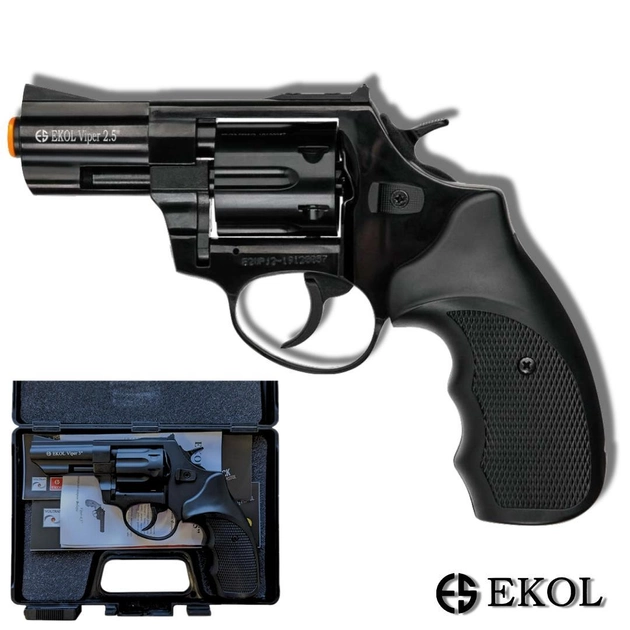 Стартовый пистолет Ekol Viper 2.5" black, Сигнальный пистолет под холостой патрон 9мм, Шумовой - изображение 1