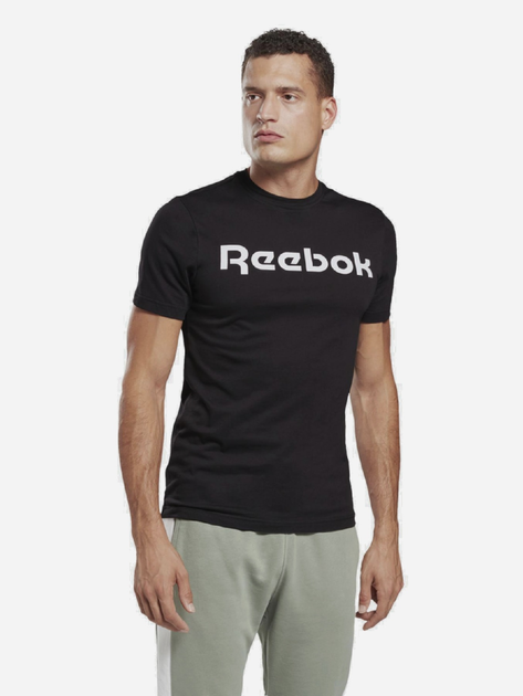 Koszulka męska bawełniana Reebok Gs Reebok Linear Rea 100042232 XL Czarny/Biały (4064048052298) - obraz 1