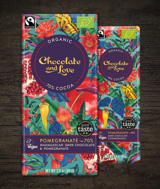 Шоколад органический Chocolate and Love черный 70% с гранатом 80 г ...