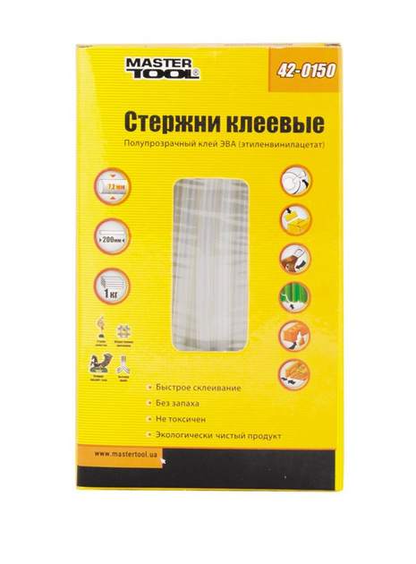 Стержни клеевые 7.2х200 мм 1 кг коробка прозрачные Mastertool – фото ...