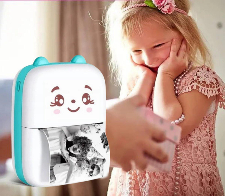 Портативный аккумуляторный карманный мини принтер с термопечатью Bluetooth Portable Mini Printer А8С Голубой - изображение 2