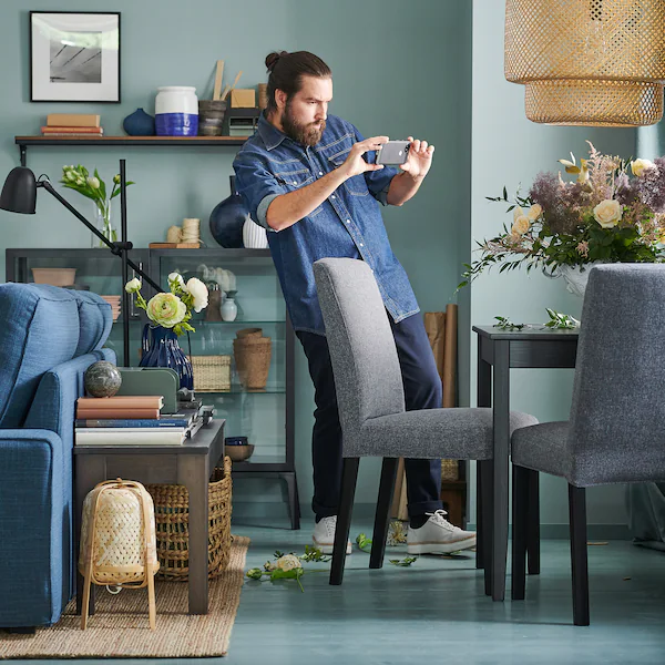 Кухонний стілець BERGMUND IKEA 693.843.07 чорний/сірий - Фото 3 Кухонний стілець BERGMUND IKEA 693.843.07 чорний/сірий - зображення 3