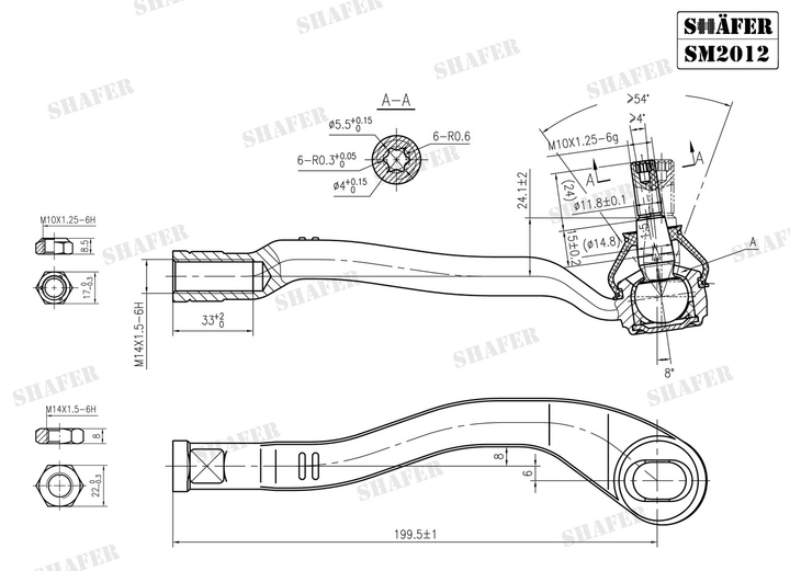 Рулевой наконечник Renault Kangoo II, правый SM2012 Shafer - изображение 2