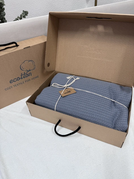 Плед Ecotton Grey Хлопок вязаный 200х230 см (2100024541003) - Фото 4 Плед Ecotton Grey Хлопок вязаный 200х230 см (2100024541003) - зображення 4