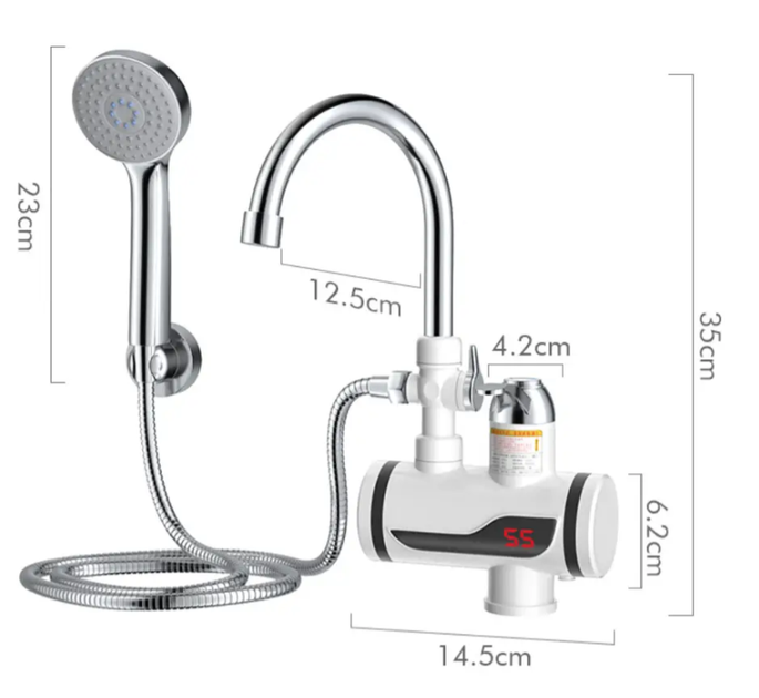 Кран-водонагреватель с душем нижнее подключение Instant electric heating water Faucet FT-001 - изображение 2
