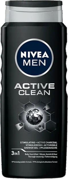 Гель для душу Nivea Men Shower Gel Active Clean 3 в 1 500 мл (9005800243306) - зображення 1