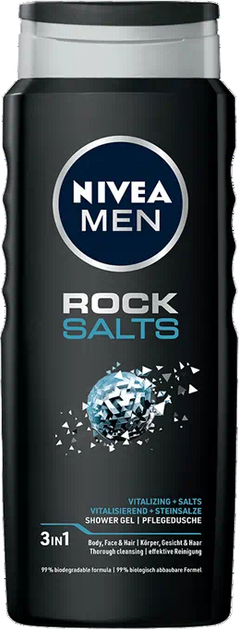 Гель для душу Nivea Men Shower Gel Rock Salts 3 в 1 500 мл (5900017062235) - зображення 1