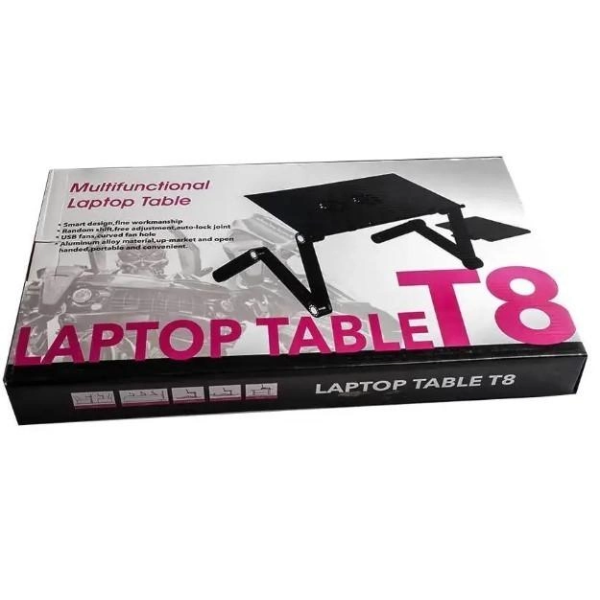 Столик для ноутбука Laptop Table T8 Охлаждающая складная подставка трансформер Черный - изображение 6