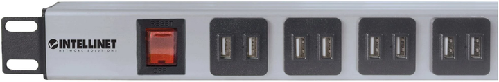 Listwa zasilająca Intellinet 19" 1U Rackmount PDU 16 x USB-A 2 m Czarny/Szary (766623164580) - obraz 2