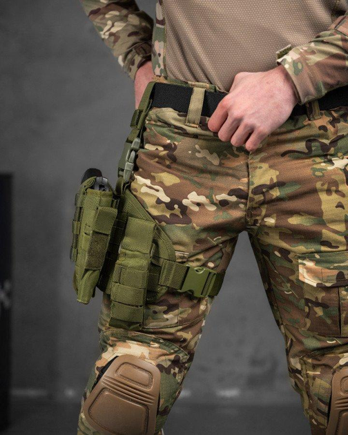 Набедренная тактическая кабура для пистолета Tactic с карманом под магазин олива - изображение 2