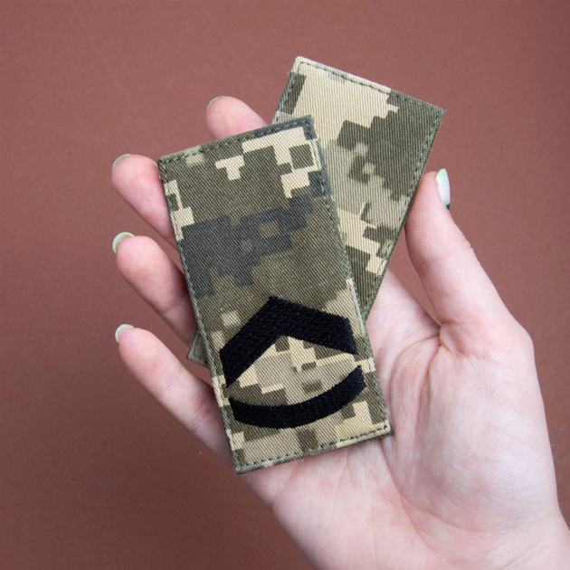 Шеврон нашивка на липучке IDEIA погон звания ВСУ Штаб сержант пиксель, вышитый пачт 5х10 см (2200004301921) - изображение 2