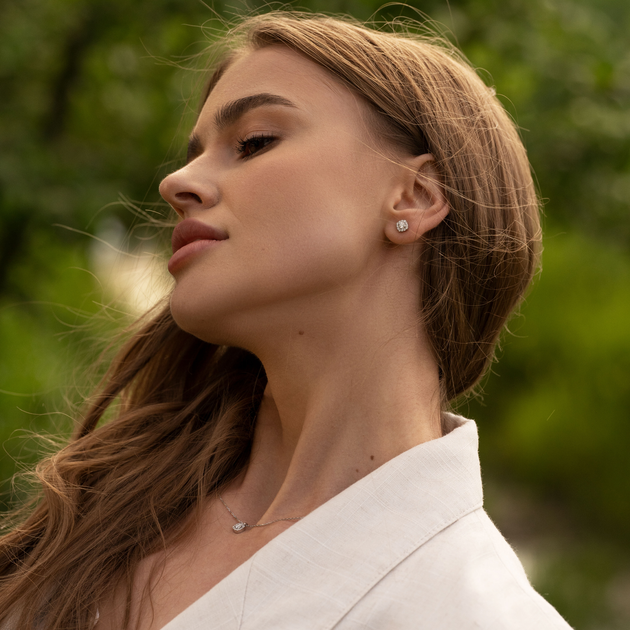 Сережки LUNET з білого золота, з діамантами 320711121 - изображение 2
