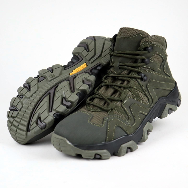 Шкіряні тактичні черевики OKSY TACTICAL Olive літні (сітка) 46 розмір - зображення 1
