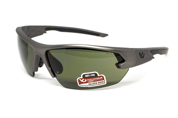Защитные очки Venture Gear Tactical Semtex 2.0 Gun Metal (forest gray) Anti-Fog, чёрно-зелёные в оправе цвета темный металик - изображение 2