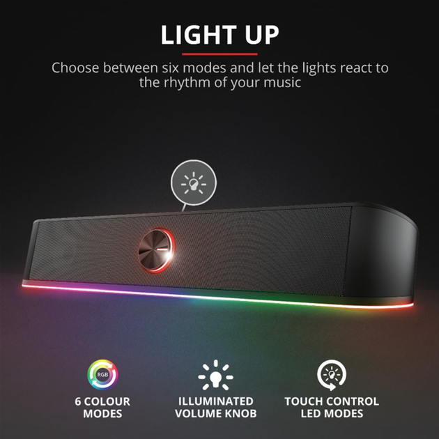 Акустическая система Trust GXT 619 Thorne RGB Illuminated Soundbar (24007) - изображение 12