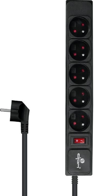 Мережевий фільтр з вимикачем DPM 5 розеток 5 м чорний (FMP6150) - зображення 3