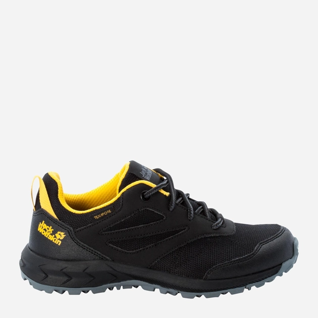 Підліткові кросівки для хлопчика Jack Wolfskin Woodland Texapore Low K 4042162-6055 35 Чорний/Жовтий (4064993186680) - зображення 1