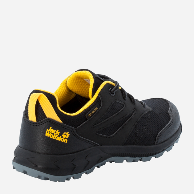 Buty sportowe chłopięce lekkie Jack Wolfskin Woodland Texapore Low K 4042162-6055 39 Czarny/Żółty (4064993186727) - obraz 4