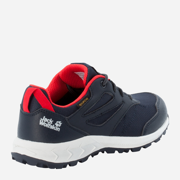 Buty sportowe chłopięce lekkie Jack Wolfskin Woodland Texapore Low K 4042162-8332 36 Ciemnoniebieski/Czerwony (4064993186840) - obraz 4