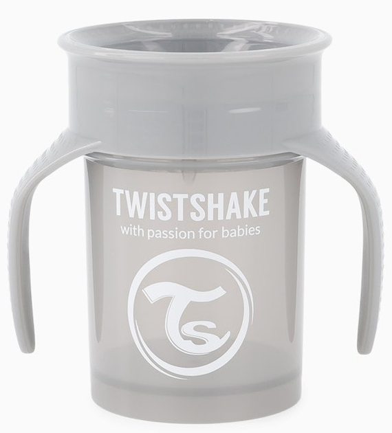 Kubek niekapek Twistshake 360 Cup Pastel Grey 6 m + 230 ml (7350083129307) - obraz 1