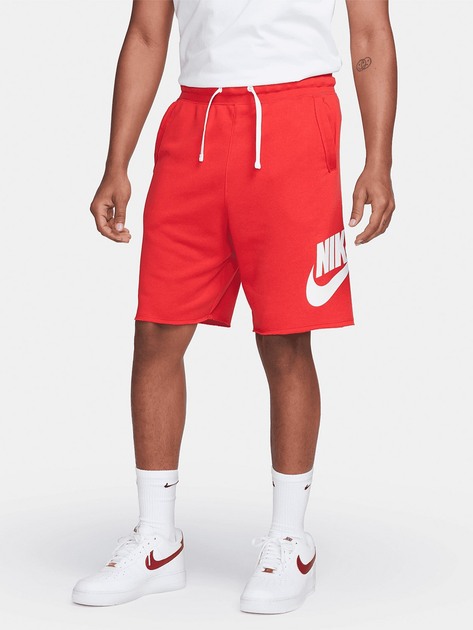 Акція на Шорти бавовняні довгі чоловічі Nike M Nk Club Alumni Hbr Ft Short DX0502-657 S Червоні від Rozetka