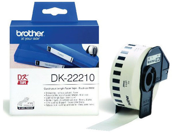 Taśma etykietowa Brother DK-22210 29 mm 30.5 m White/Black (DK22210) - obraz 1