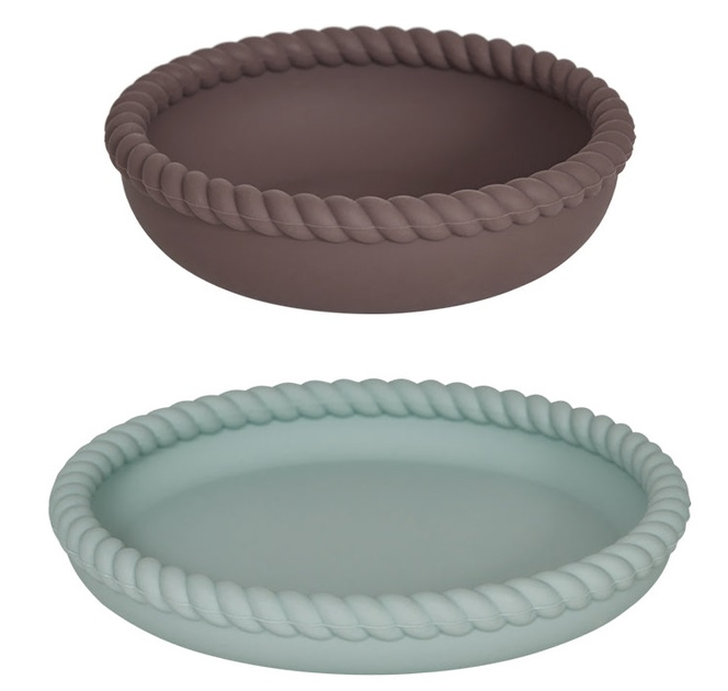 Zestaw naczyń silikonowych Oyoy Mini Mellow Plate and Bowl Mint/Choko 2 szt (5712195059262) - obraz 1