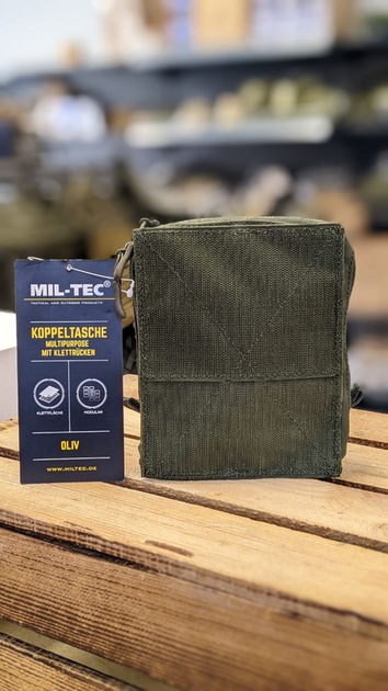 Подсумок тактический Олива Mil-Tec KOPPELTASCHE MULTIPURPOSE M.KLETTRÜCKEN OLIV (13490301) - изображение 2