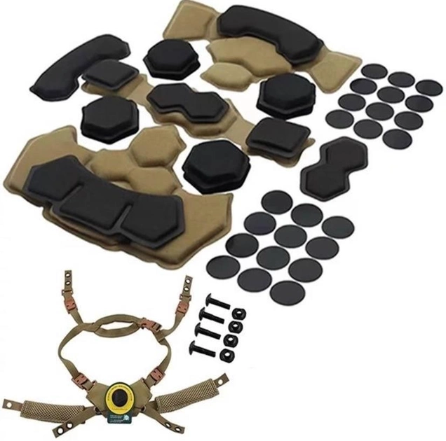Підвісна система з захисними противоударними подушками для військового шолома койот - зображення 1