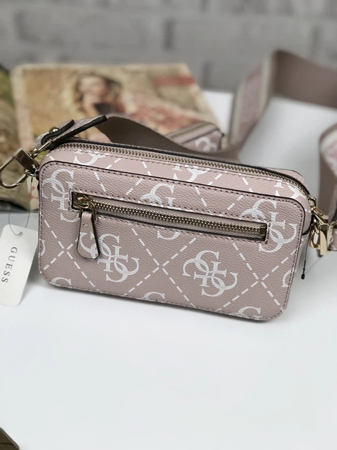 Сумка женская Guess Rea Quattro G Mini Camera Crossbody пудровая
