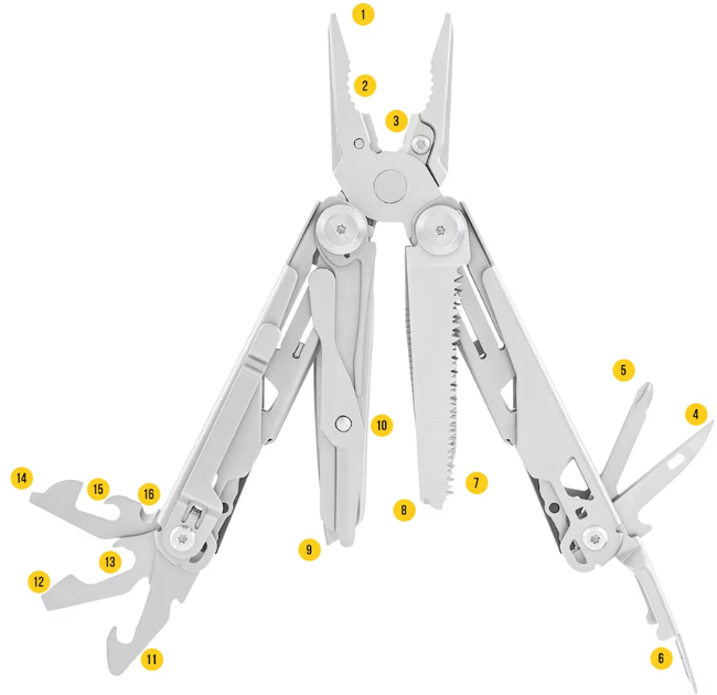 Мультитул Badger Outdoor Solid Silver 16 Инструментов Серия BO-MT-M4 - изображение 2