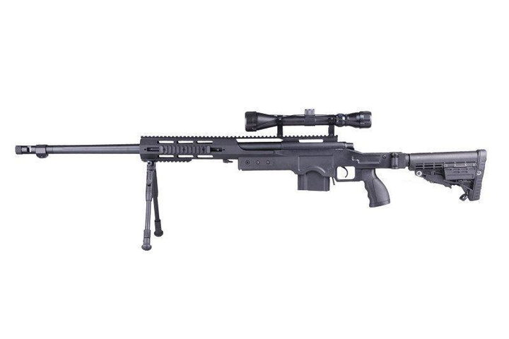 Гвинтівка снайперська MB4412D — з оптикою та сошками — Black [WELL] (для страйкбола) - зображення 1