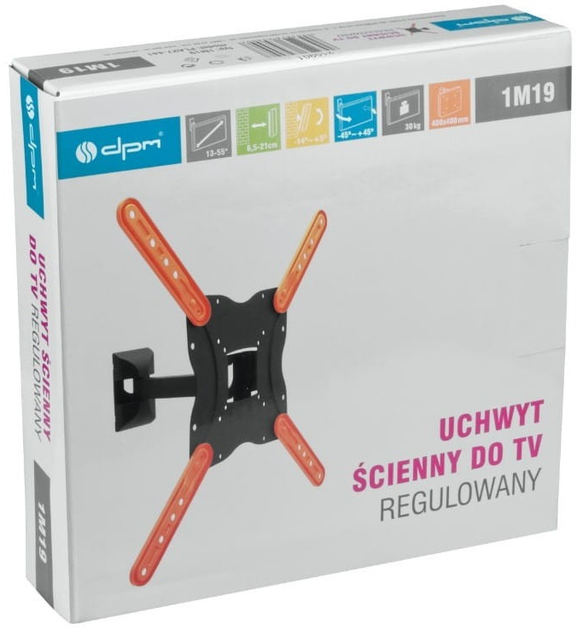 Uchwyt DPM dla TV naścienny regulowany 13-55 cali 30 kg (5903876658007) - obraz 6